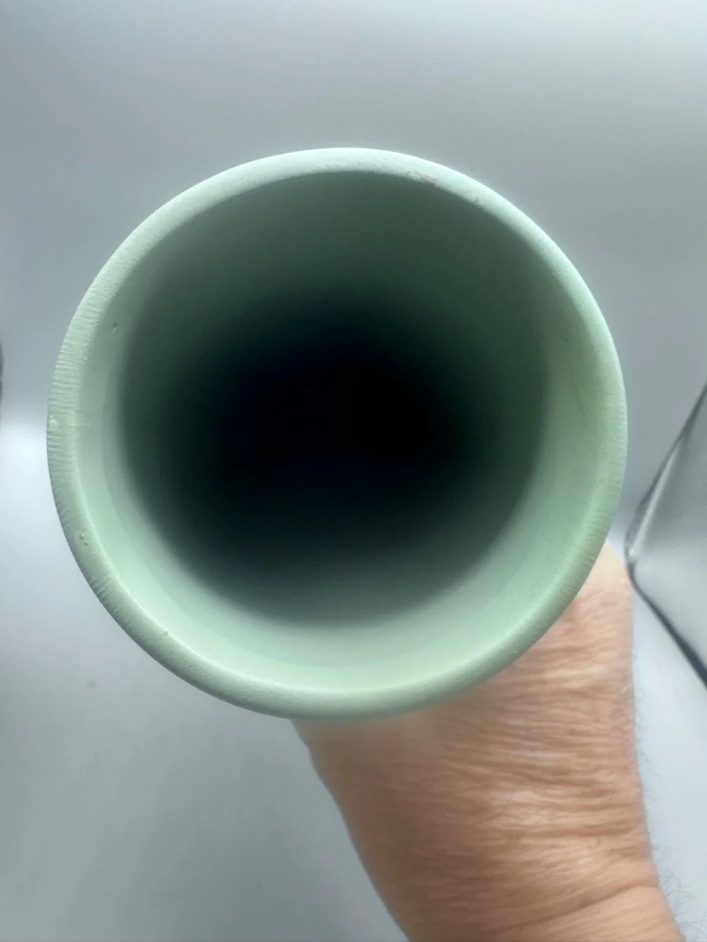Pier 1 Mint Green and Gold Tall Cylinder Vase